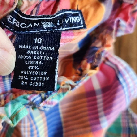 Super Cute Summery American Living Girls Dress Size 10 Ruffles Plaid Lined - Picture 4 of 9